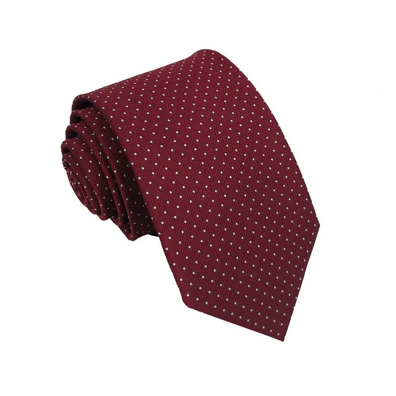 Kebocis Mens Polka Dot Neckties Polyester Neck Tie for Men, Burgundy - Image 1